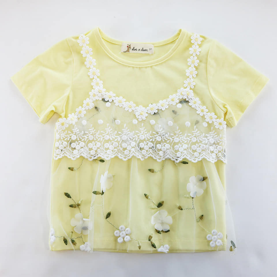 Yellow Daisy Lace Bodice Top
